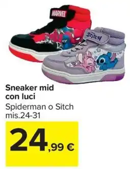 Carrefour Iper Sneaker mid con luci Spiderman o Stitch offerta