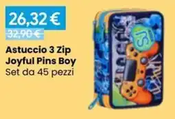 Paniate Astuccio 3 Zip Joyful Pins Boy offerta