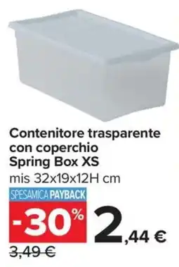 Carrefour Iper Contenitore trasparente con coperchio Spring Box XS offerta