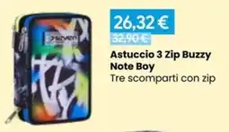 Paniate Astuccio 3 Zip Buzzy Note Boy offerta