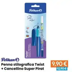 Paniate Pelikan Penna stilografica Twist + Cancellino Super Pirat offerta