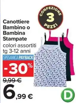 Carrefour Iper Canottiere Bambino o Bambina Stampate offerta