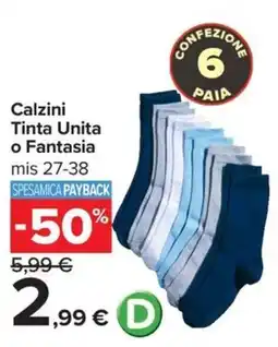 Carrefour Iper Calzini Tinta Unità o Fantasia offerta
