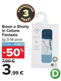 Carrefour Iper Boxer o Shorty in Cotone Fantasia offerta