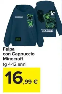 Carrefour Iper Felpa con Cappuccio Minecraft offerta