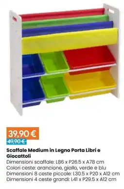 Paniate Scaffale Medium in Legno Porta Libri e Giocattoli offerta