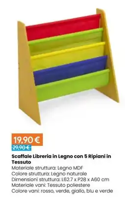 Paniate Scaffale Libreria in Legno con 5 Ripiani in Tessuto offerta