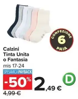 Carrefour Iper Calzini Tinta Unità o Fantasia offerta