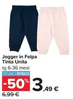 Carrefour Iper Jogger in Felpa Tinta Unità offerta