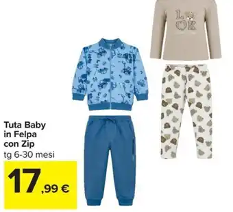 Tuta Baby in Felpa con Zip