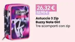 Paniate Astuccio 3 Zip Buzzy Note Girl offerta