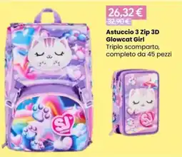 Paniate Astuccio 3 Zip 3D Glowcat Girl offerta