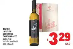 Metro Bianco Lazio IGP Cacchione Cantina Bacco offerta