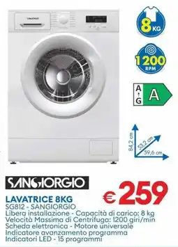 MD Discount Lavatrice 8kg Sangiorgio offerta