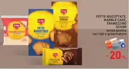 Conad Fette biscottate, marble cake, tramezzino Schär offerta