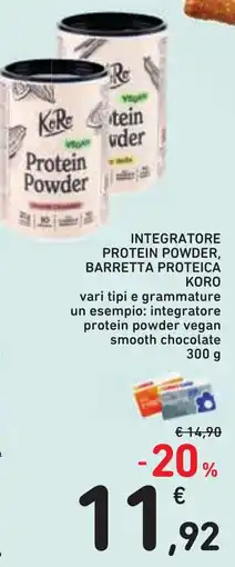 Conad Koro integratore protein powder, barretta proteica offerta