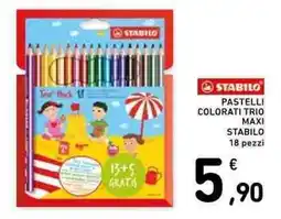 Conad Pastelli colorati trio maxi Stabilo offerta