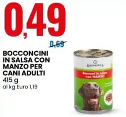 Eurospin Bocconcini in salsa con manzo per cani adulti Radames offerta