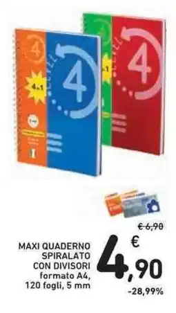 Conad Superstore Maxi quaderno spiralato con divisori offerta