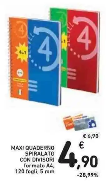Maxi quaderno spiralato con divisori
