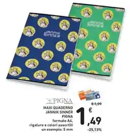 Conad Superstore Maxi quaderno Jannik Sinner Pigna offerta