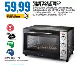 Eurospin Fornetto elettrico ventilato Enkho offerta