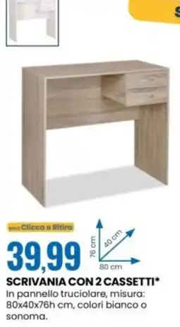 Eurospin Scrivania con 2 cassetti offerta