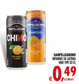 Deco Supermercati Sanpellegrino bevande in lattina offerta