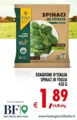Deco Supermercati Spinaci in foglia Stagioni d'Italia offerta