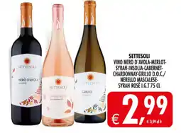 Deco Supermercati Settesoli vino nero d'avola-merlot-syrah-insolia-cabernet-chardonnay-grillo d.o.c./nerello mascalese-syrah rosè offerta