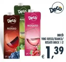 Deco Supermercati Decò vino rosso/ bianco/ rosato brick offerta