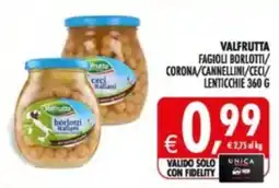 Deco Supermercati Valfrutta fagioli borlotti/corona/cannellini/ceci/lenticchie offerta