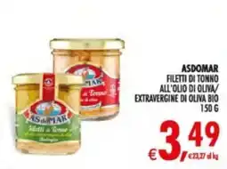 Deco Supermercati Asdomar filetti di tonno all'olio di oliva/ extravergine di oliva bio offerta