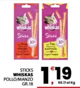 Despar Sicilia Sticks Whiskas Pollo/Manzo offerta