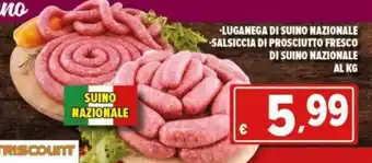 Luganega di suino nazionale Salsiccia di prosciutto fresco di suino nazionale