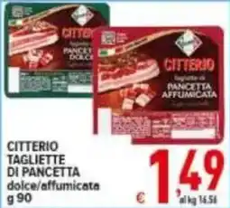 Iper Triscount Citterio tagliette di pancetta dolce/affumicata offerta