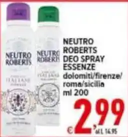 Iper Triscount Neutro Roberts deo spray essenze offerta