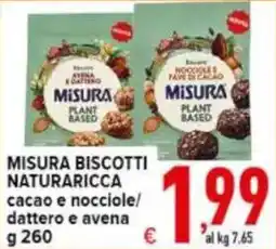 Iper Triscount Misura biscotti naturaricca cacao e nocciole/dattero e avena offerta