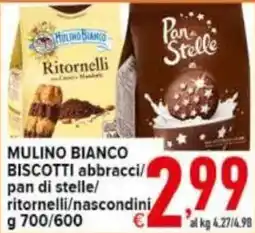 Iper Triscount Mulino Bianco biscotti abbracci/pan di stelle/ritornelli/nascondini offerta