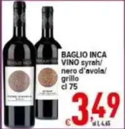 Iper Triscount Baglio Inca Vino syrah/nero d'avola/grillo offerta