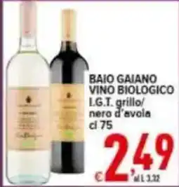 Iper Triscount Baio Gaiano vino biologico offerta