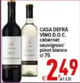 Iper Triscount Casa Defrà Vino D.O.C. cabernet sauvignon/pinot bianco offerta