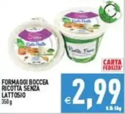 Pim Supermercati Formaggi Boccea Ricotta senza lattosio offerta