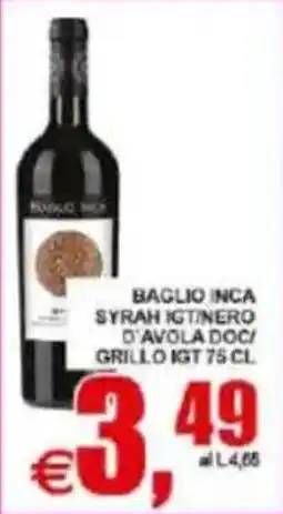 Pewex Baglio Inca Syrah IGT/Nero d'Avola DOC/Grillo IGT offerta