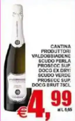 Pewex Cantina Produttori Valdobbiadene Scudo Perla Prosecco Sup. DOCG Ex.Dry/ Scudo Verde Prosecco Sup. DOCG Brut offerta