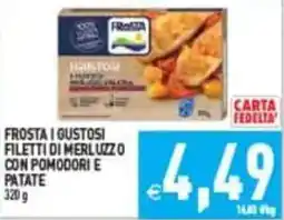 Pim Supermercati Frosta i gustosi filetti di merluzzo con pomodori e patate offerta