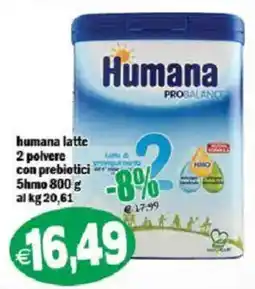 Il Castoro Supermercati Humana latte 2 polvere con prebiotici offerta