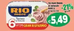 Il Castoro Supermercati Rio mare Tonno al Naturale offerta