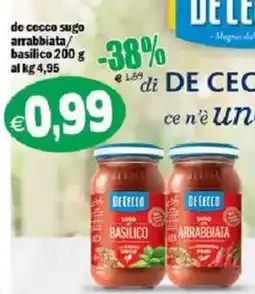 Il Castoro Supermercati Sugo arrabbiata basilico De Cecco offerta