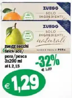 Il Castoro Supermercati Zuegg succhi brickace pera/pesca offerta